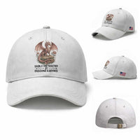 Easily Distracted By Dragon And Books Baseball Cap Funny Book Lover