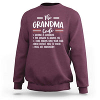 The Grandma Code Sweatshirt Humorous Grandmother Rules Graphic