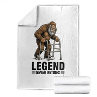 Funny Old Bigfoot Retirement Gift Throw Blanket Legend Never Retires
