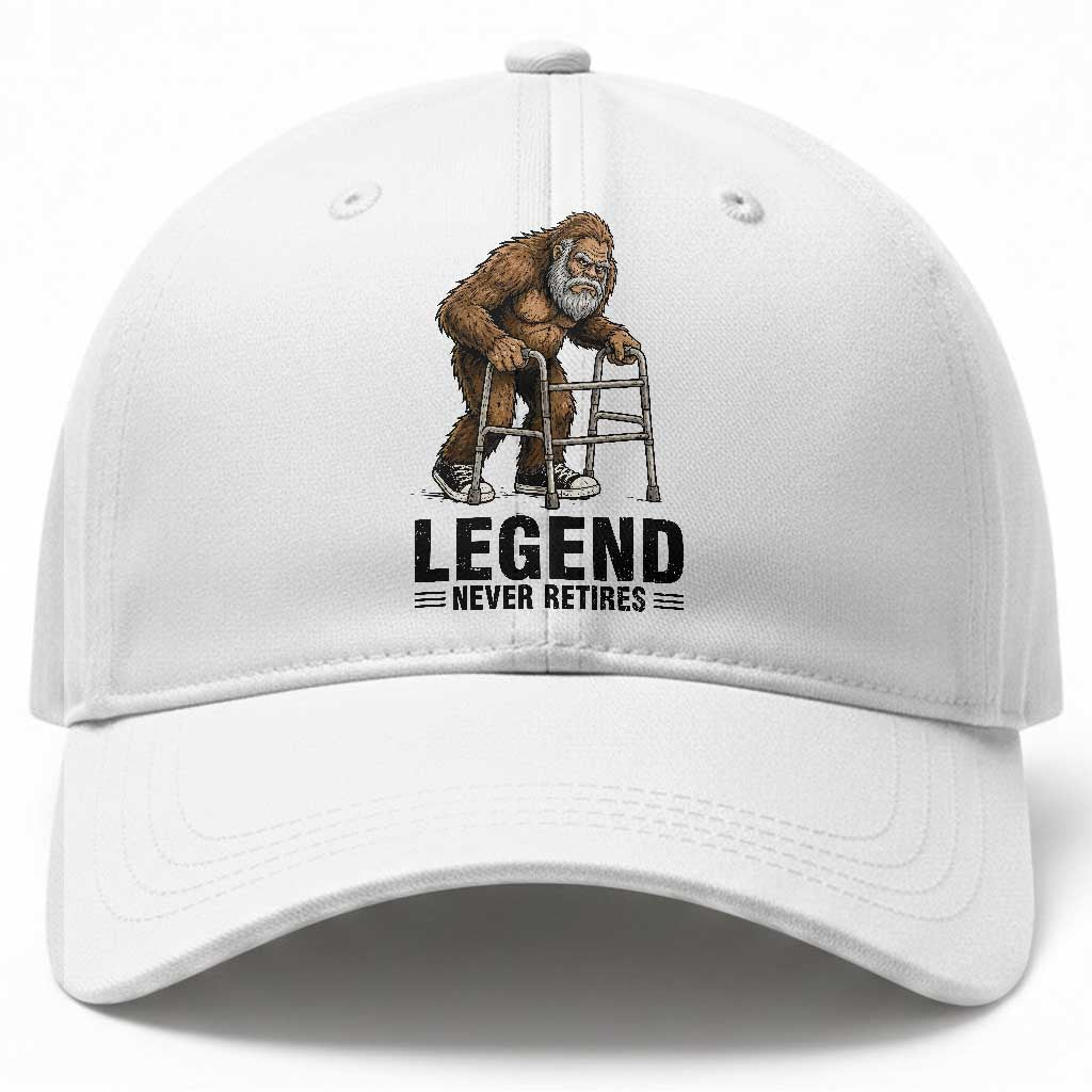 Funny Old Bigfoot Retirement Gift Baseball Cap Legend Never Retires