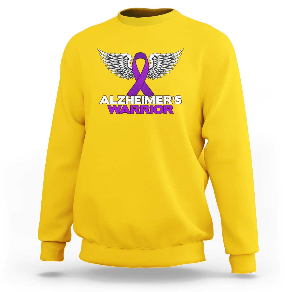 Alzheimers Warrior Sweatshirt Purple Ribbon Angel Wings Memory Support Gift