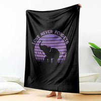 Alzheimer's Awareness Support Throw Blanket Vintage Elephant Love Never Forgets
