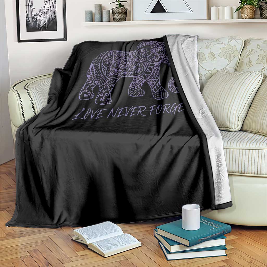 Love Never Forgets Elephant Mandala Throw Blanket Animal Lover Gift
