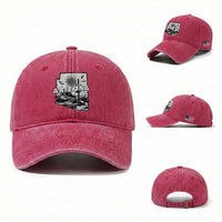 Arizona Cactus Vintage State Map Desert Gift Washed Cotton Baseball Cap