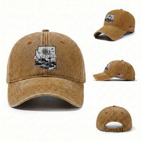 Arizona Cactus Vintage State Map Desert Gift Washed Cotton Baseball Cap