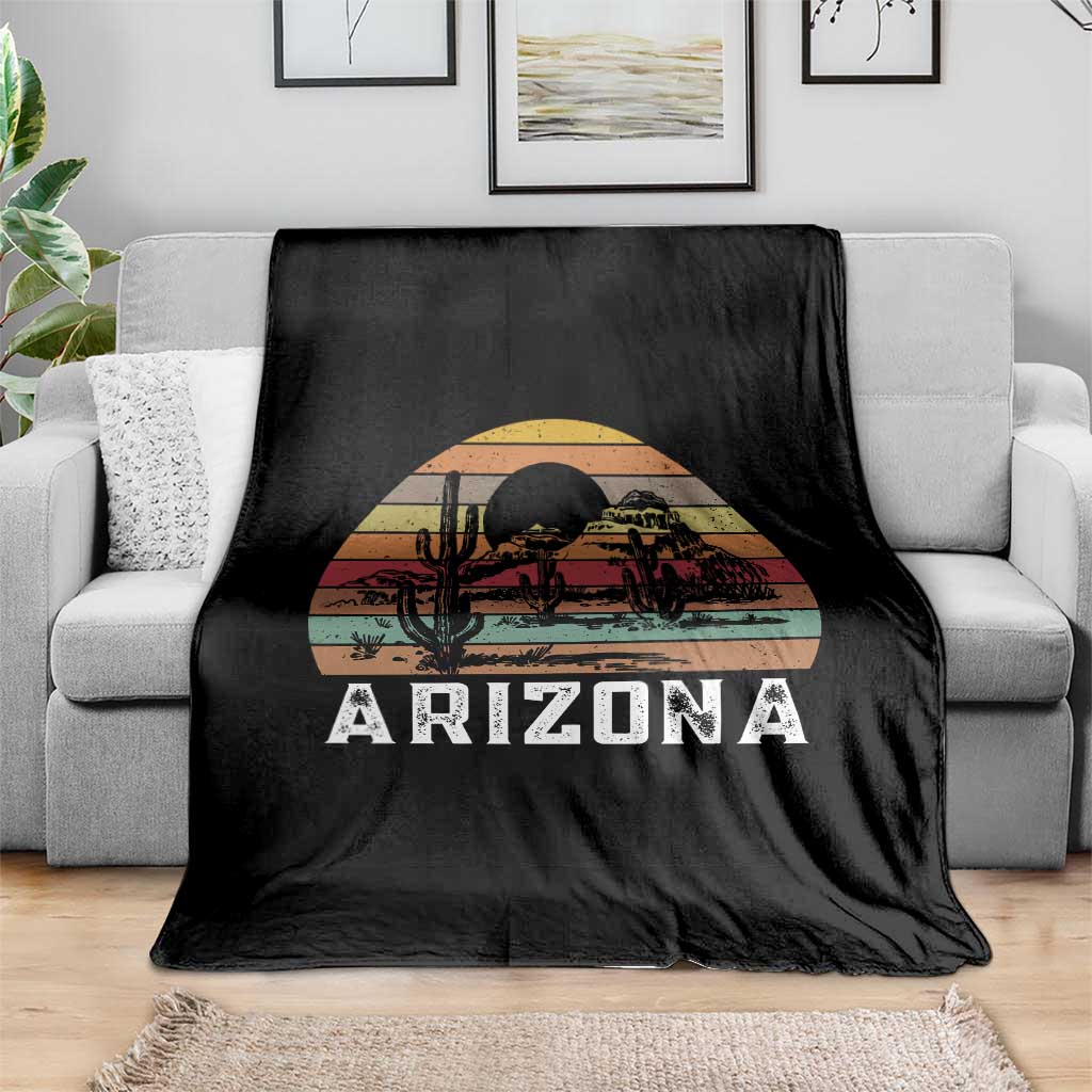 Arizona Throw Blanket Retro Desert Landscape Cactus Lover Gift - Wonder Print Shop