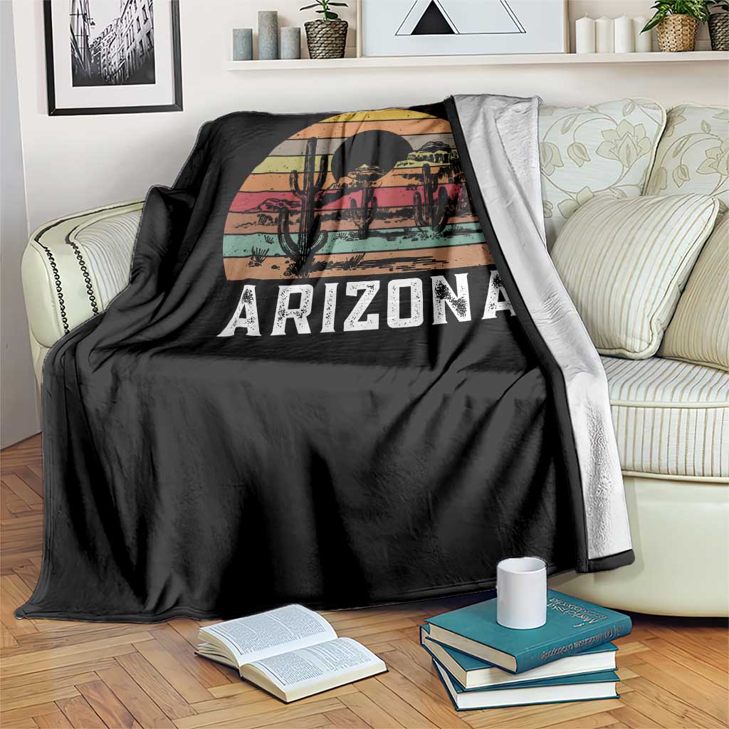 Arizona Throw Blanket Retro Desert Landscape Cactus Lover Gift - Wonder Print Shop