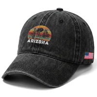 Arizona Washed Cotton Baseball Cap Retro Desert Landscape Cactus Lover Gift