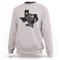 Western Pride Gift Sweatshirt Cactus Texas Map With Cowboy Hat - Wonder Print Shop