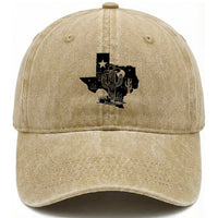 Western Pride Gift Washed Cotton Baseball Cap Cactus Texas Map With Cowboy Hat