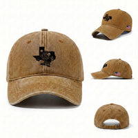 Western Pride Gift Washed Cotton Baseball Cap Cactus Texas Map With Cowboy Hat