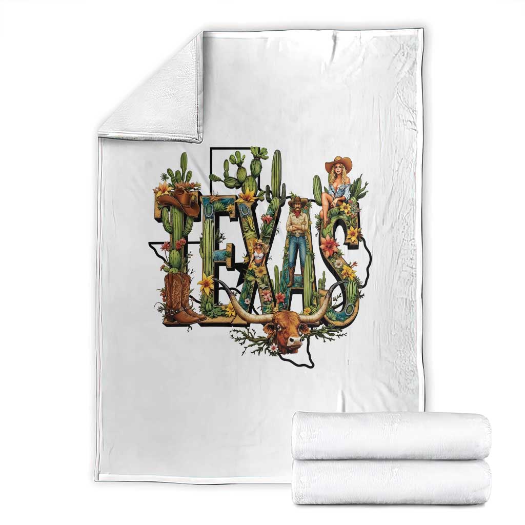 Texas Cowboy And Cowgirl Throw Blanket Vintage Cactus Gift Idea - Wonder Print Shop