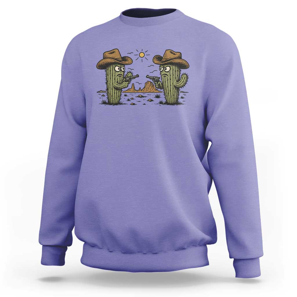 Funny Lone Star Cactus Cowboy Gunfight Gift Sweatshirt - Wonder Print Shop
