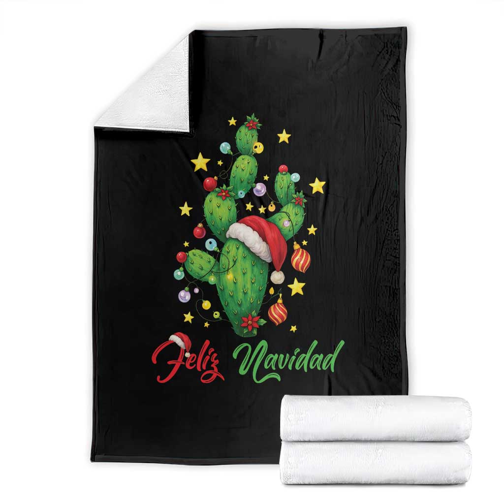 Feliz Navidad Cactus Throw Blanket Funny Spanish Christmas Gift - Wonder Print Shop