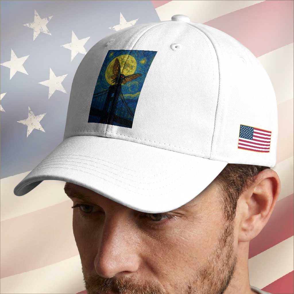 Mothman Starry Night Baseball Cap Van Gogh Cryptid Gift