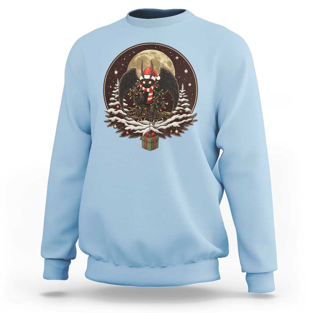 Mothman In Christmas Night Sweatshirt Funny Cryptid Gift - Wonder Print Shop