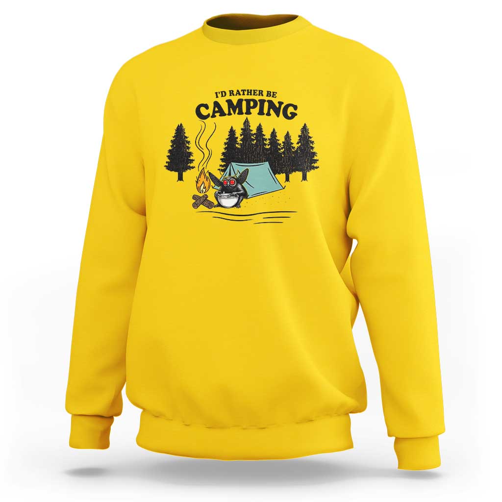 Mothman Sweatshirt Id Rather Be Camping Funny Cryptid Gift - Wonder Print Shop
