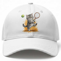 Funny Grumpy Cat Tennis Player Baseball Cap Gift For Tennis Fans