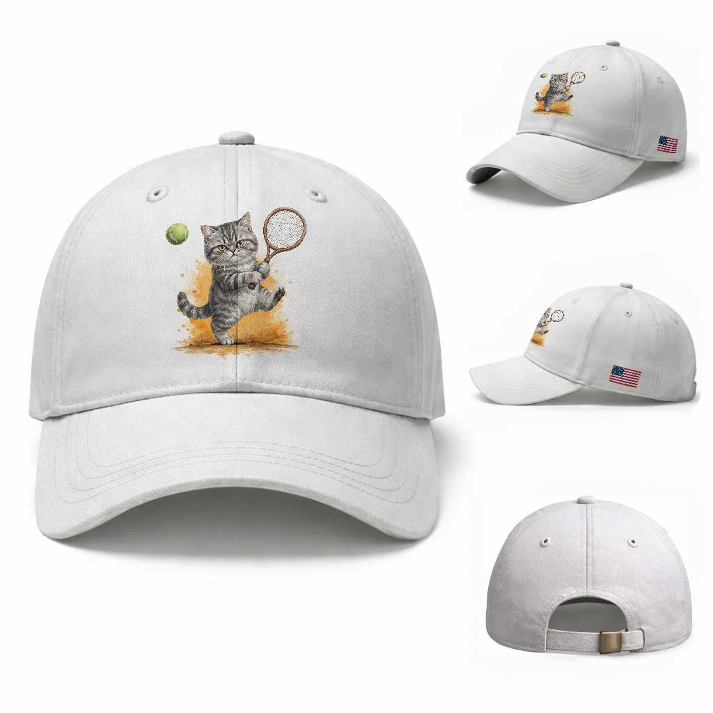 Funny Grumpy Cat Tennis Player Baseball Cap Gift For Tennis Fans