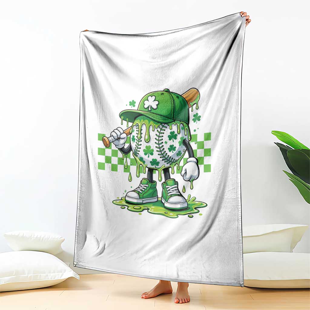 St Patricks Day Shamrock Baseball Player Gift Throw Blanket
