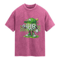 St Patricks Day Shamrock Baseball Player Gift Washed Cotton T-Shirt