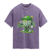 St Patricks Day Shamrock Baseball Player Gift Washed Cotton T-Shirt