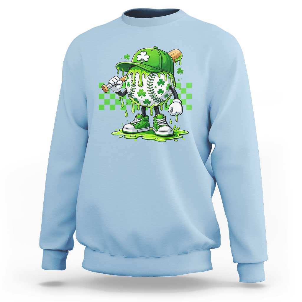 St Patricks Day Shamrock Baseball Player Gift Sweatshirt