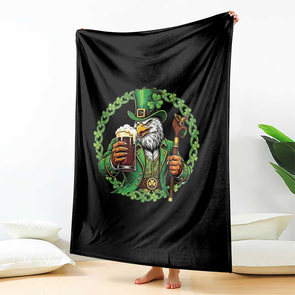 Irish Patriotic Eagle Leprechaun Throw Blanket St Patricks Day Gift