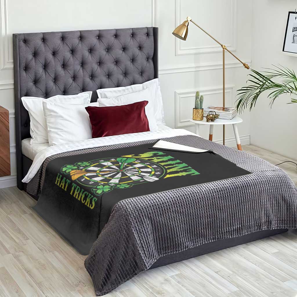 Funny Darts St Patricks Day Gift Throw Blanket Saint Hat Tricks