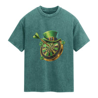 St Patricks Day Irish Darts Board Celebration Gift Washed Cotton T-Shirt