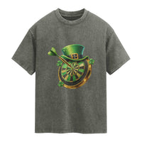 St Patricks Day Irish Darts Board Celebration Gift Washed Cotton T-Shirt
