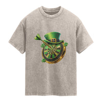 St Patricks Day Irish Darts Board Celebration Gift Washed Cotton T-Shirt