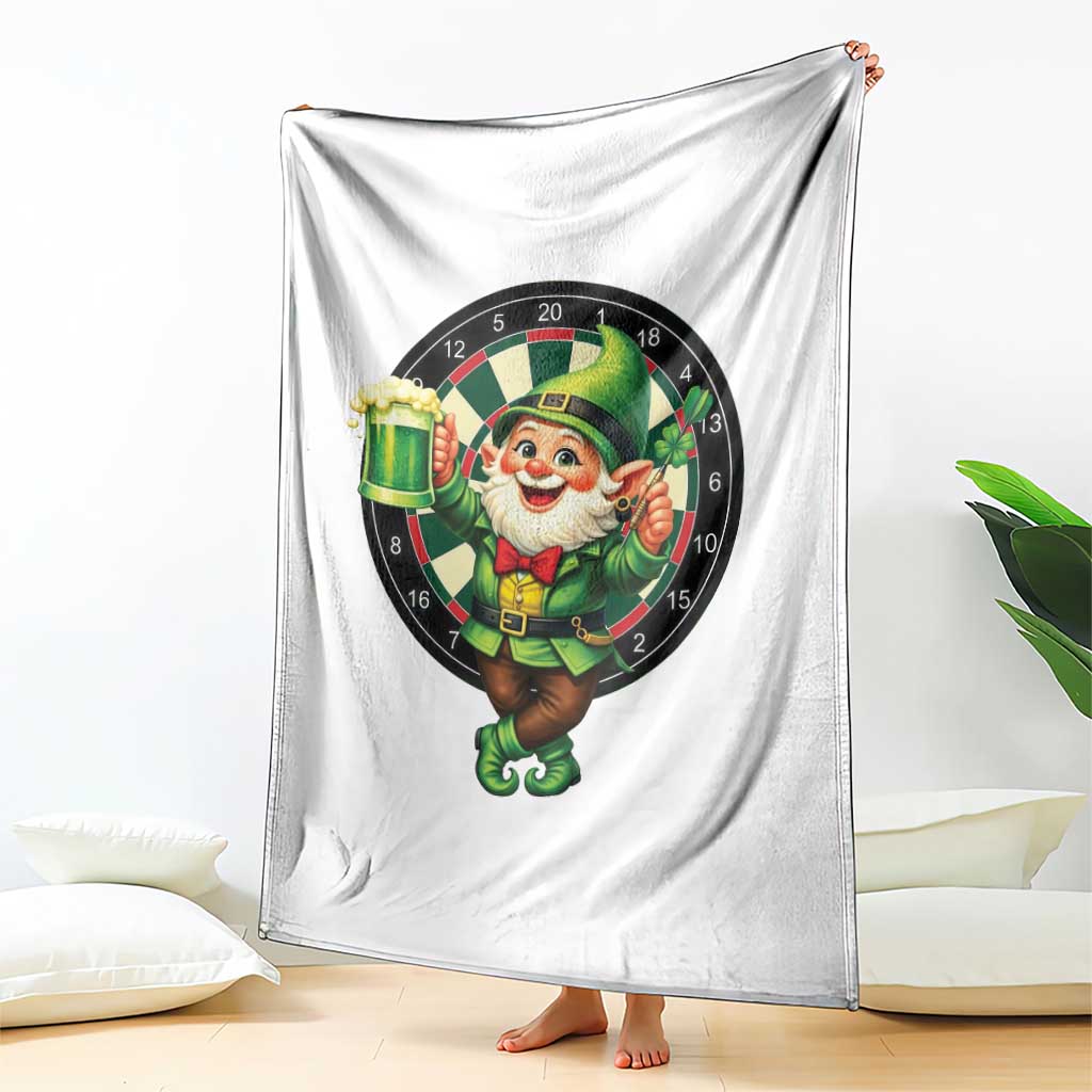 Cheerful Gnome Playing Darts Throw Blanket St Patricks Day Gift