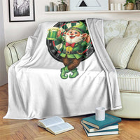 Cheerful Gnome Playing Darts Throw Blanket St Patricks Day Gift