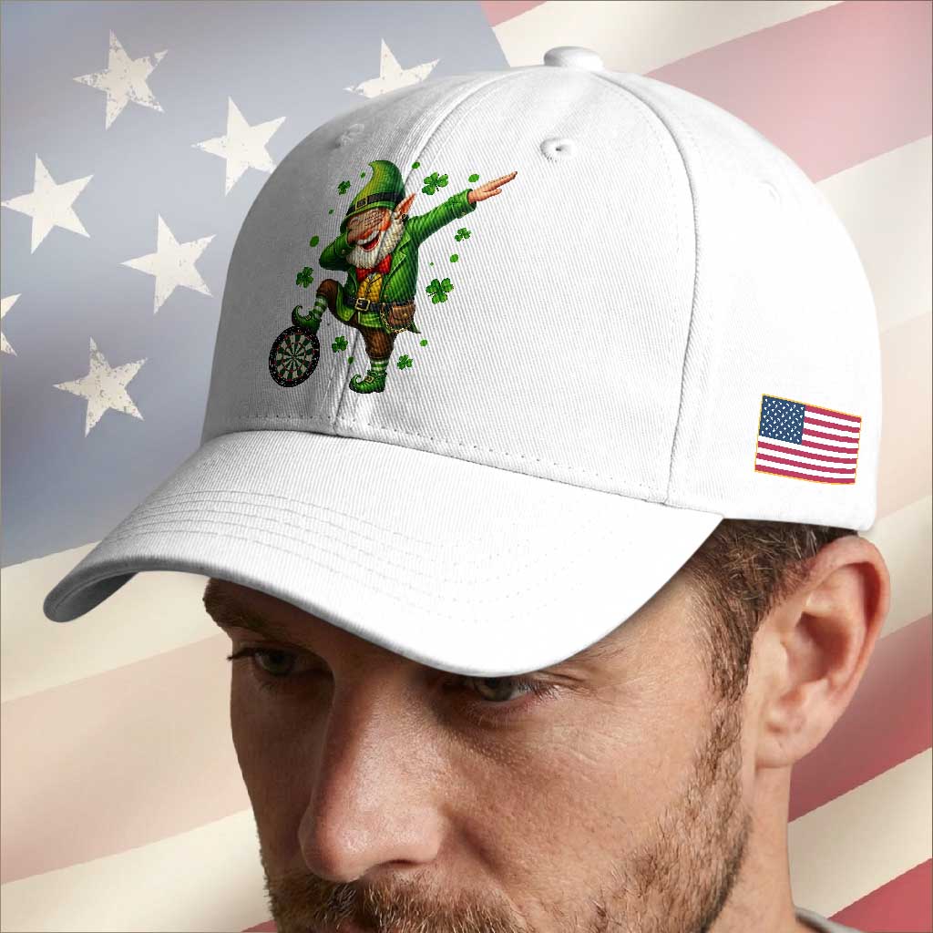 St Patricks Day Cheerful Gnome Dabbing Baseball Cap Darts Lover Gift