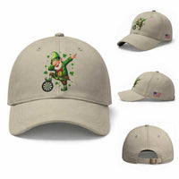 St Patricks Day Cheerful Gnome Dabbing Baseball Cap Darts Lover Gift