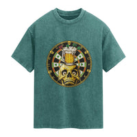 Funny St Patricks Day Skull Washed Cotton T-Shirt Darts Player Gift