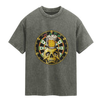 Funny St Patricks Day Skull Washed Cotton T-Shirt Darts Player Gift