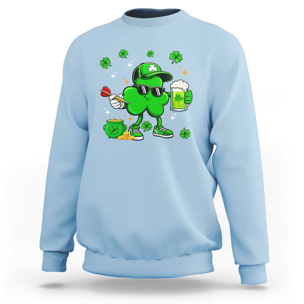 St Patricks Day Shamrock Darts And Beer Lover Gift Sweatshirt