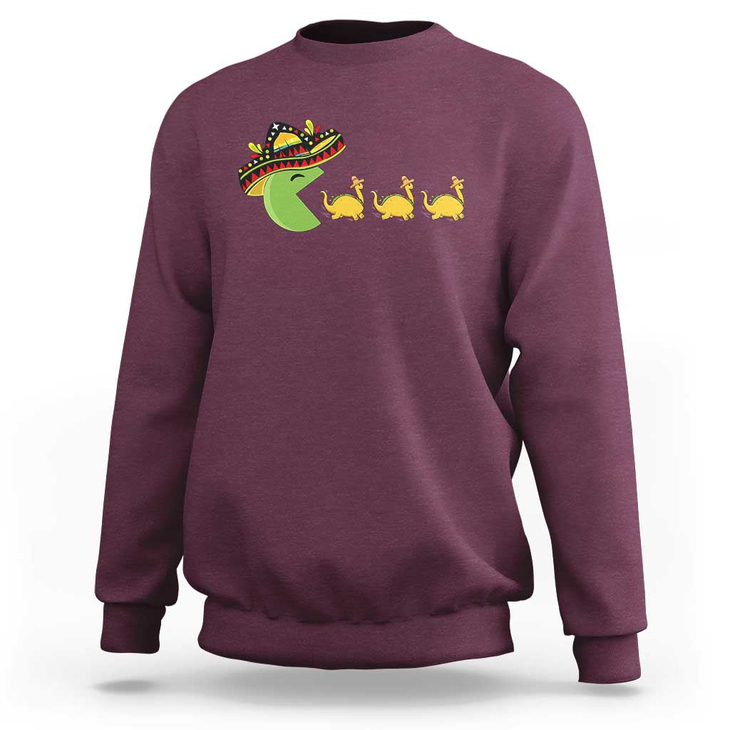 Funny Retro Game Tacosaurus Sweatshirt Cinco De Mayo Taco Lover Gift