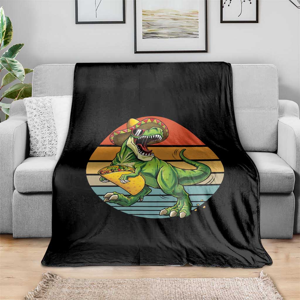 Vintage Dinosaur Taco Lover Throw Blanket Cinco De Mayo Gift