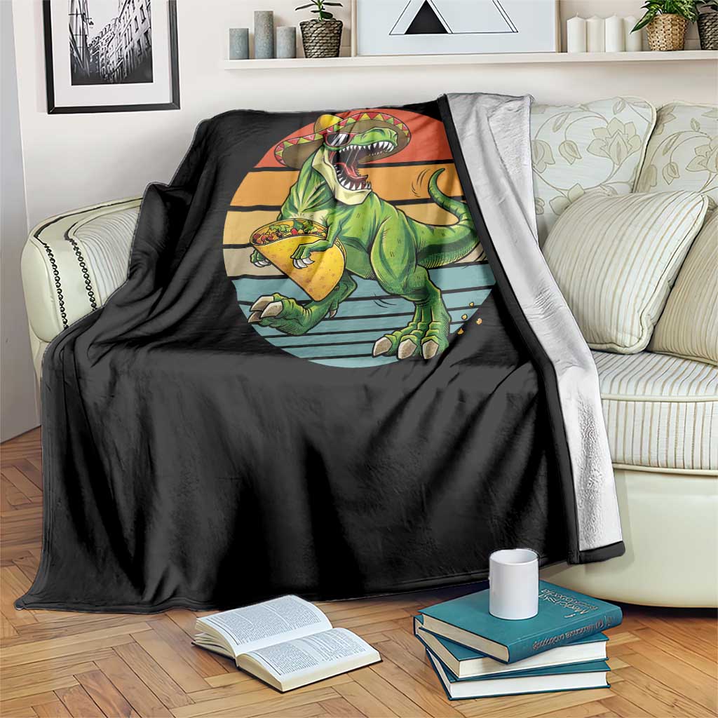 Vintage Dinosaur Taco Lover Throw Blanket Cinco De Mayo Gift