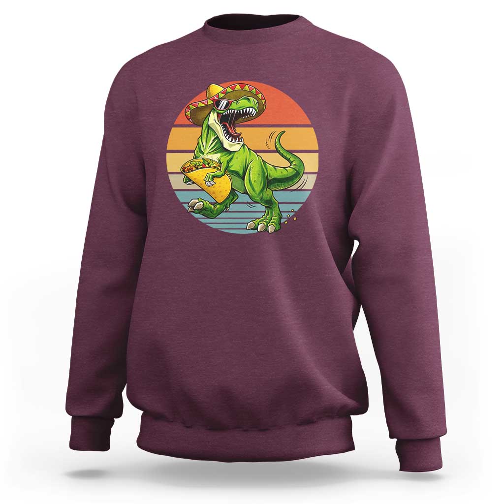 Vintage Dinosaur Taco Lover Sweatshirt Cinco De Mayo Gift
