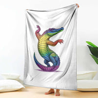 Funny Rainbow Gator LGBTQ Pride Support Throw Blanket
