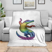 Funny Rainbow Gator LGBTQ Pride Support Throw Blanket