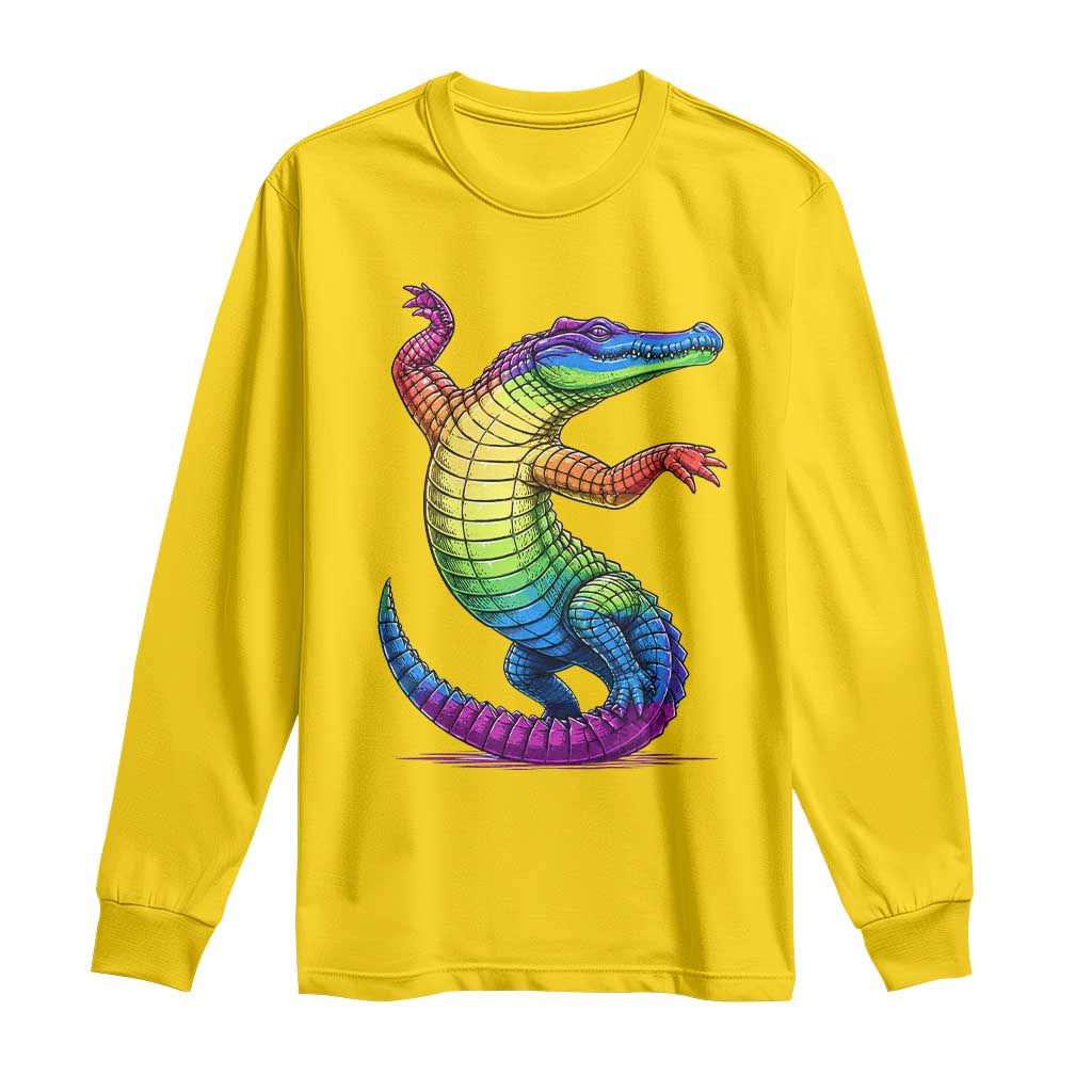 Funny Rainbow Gator LGBTQ Pride Support Long Sleeve Shirt