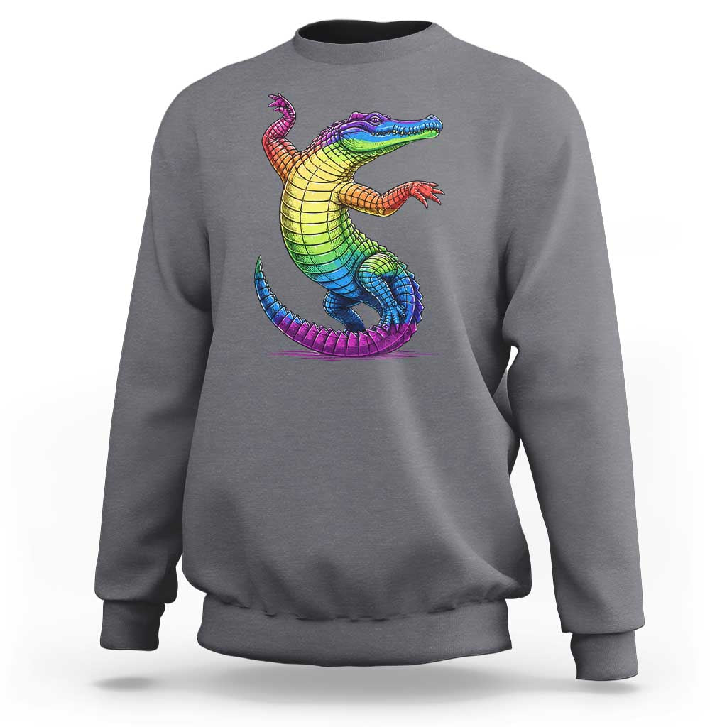 Funny Rainbow Gator LGBTQ Pride Support Sweatshirt