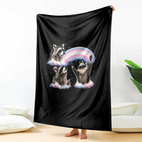 Howling Raccoon LGBTQ Pride Throw Blanket Rainbow Trash Panda Support