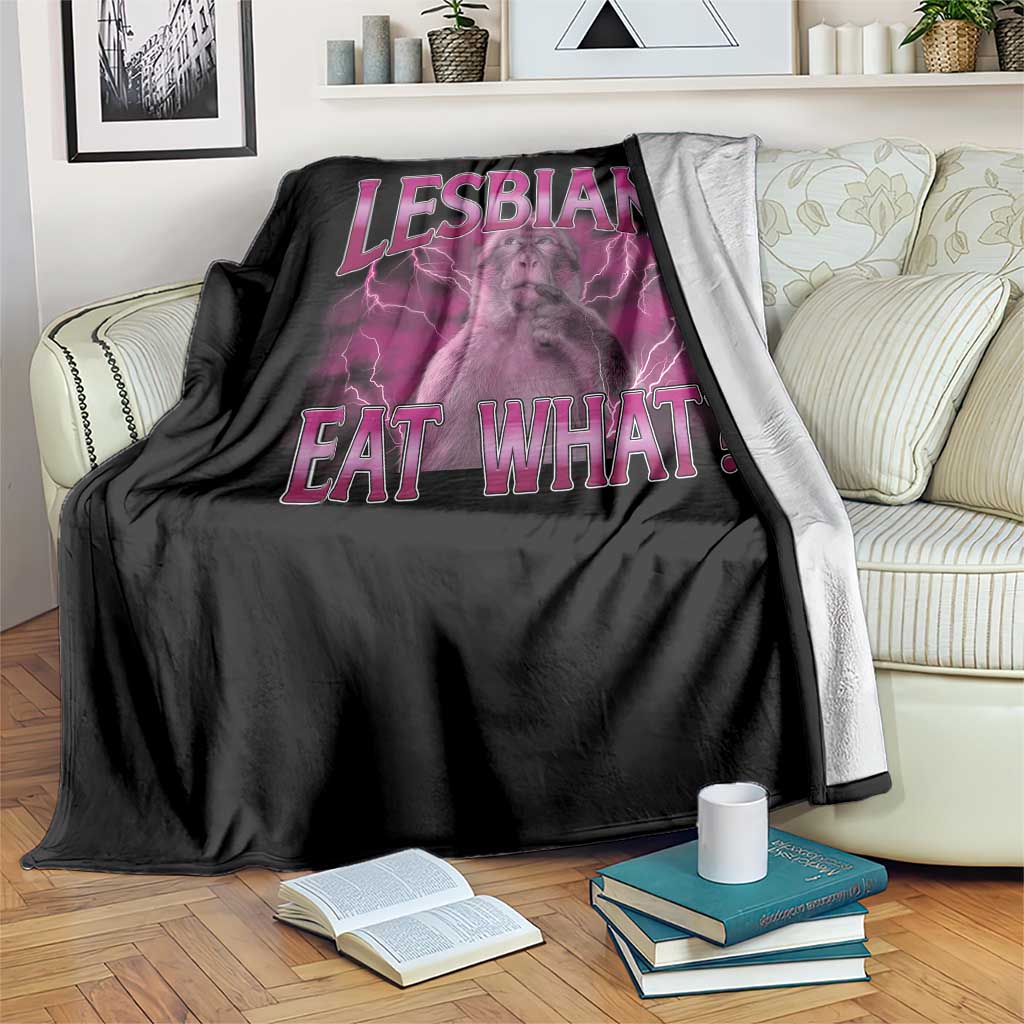 Funny Monkey Meme Lesbians Eat What Throw Blanket LGBTQ Pride Gift