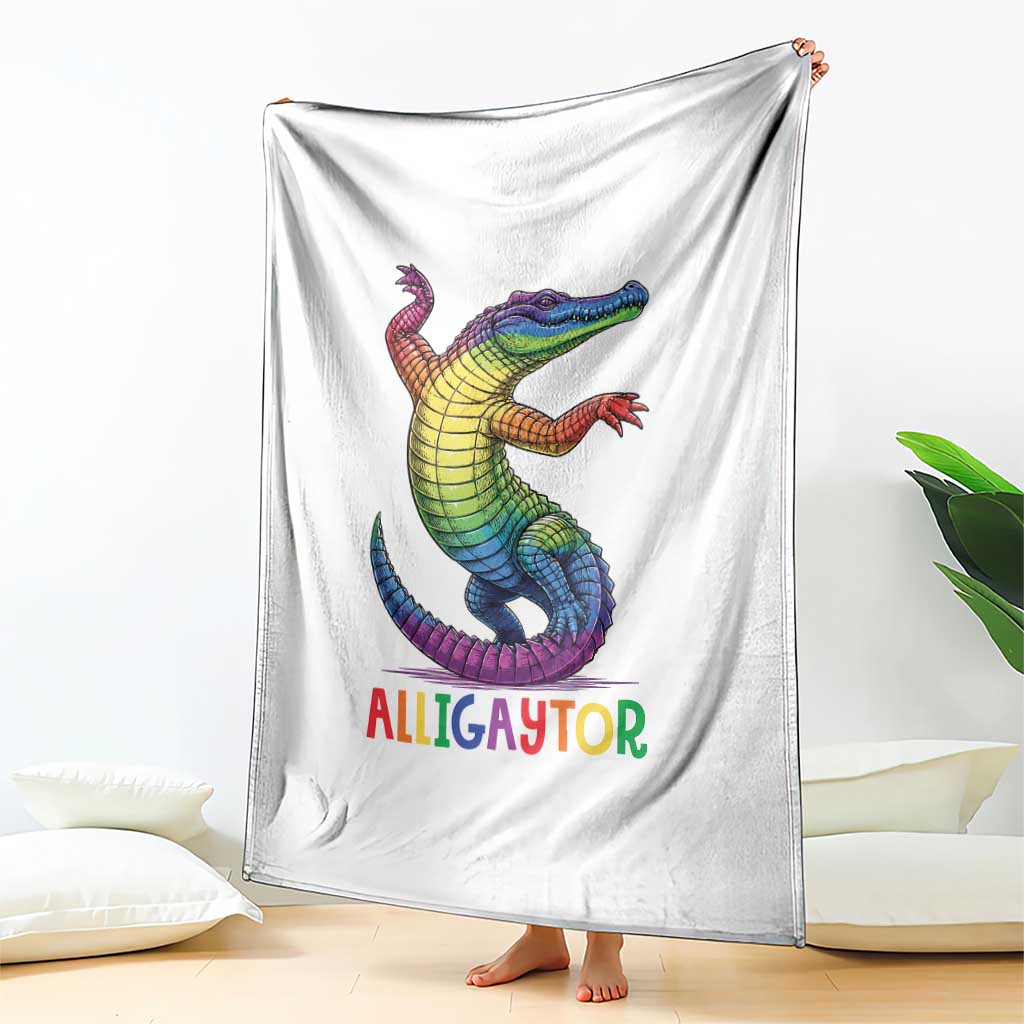 Alligaytor LGBTQ Pride Graphic Throw Blanket Queer Reptile Lovers